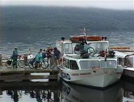 Boarding the cruise boat Lomond Princess at Tarbet Pier